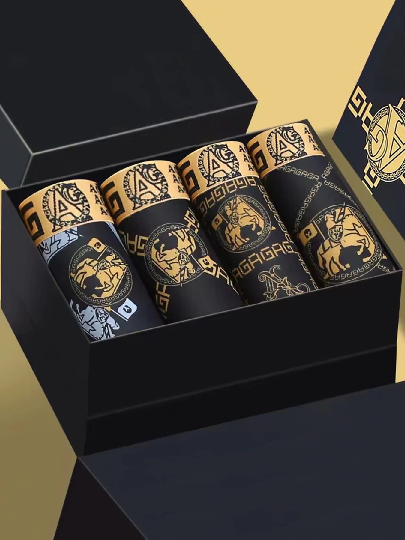 Men's Underwear Sexy Boxer Antibacterial Breathable Retro Print 4pcs Men Boxer Shorts Boys Thin Flat Corner Panties