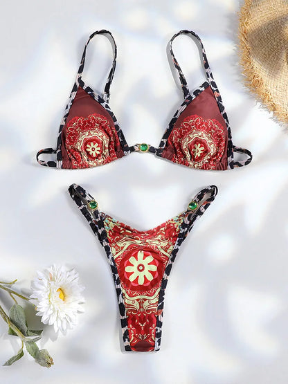 Extreme Print Bikini for Women Cut Out Swimwear Low Waist Swimsuit Micro Bikinis Set Bathing Suit Triangle Beachwear