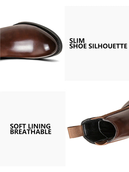 Classic Designer Men Chelsea Boots Slip On Pointed Toe Luxury Middle Ankle Short Leather Boots Men Fashion Business Dress Shoes