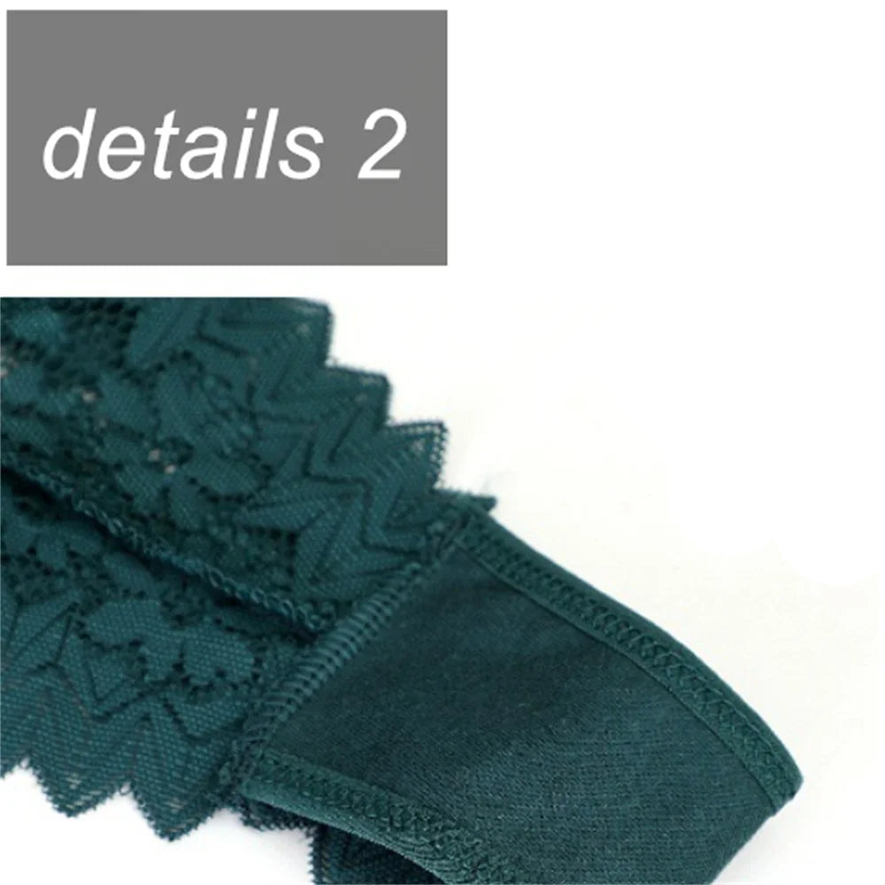 3PC Sexy T Back Woman Thong Panty Mid Waist Lace Panties Transparent Underwear "V-shape" Girls Erotic Panty