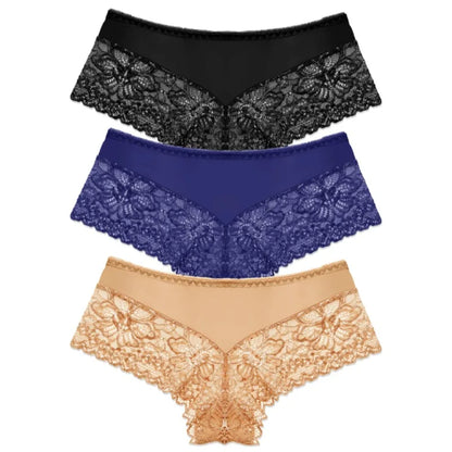 WarmSteps 3Pcs/Set Sexy Lace Panties Women Underwear Flroal Rmantic Women's Pantys Female Lingerie G Strings Thongs Briefs Tanga