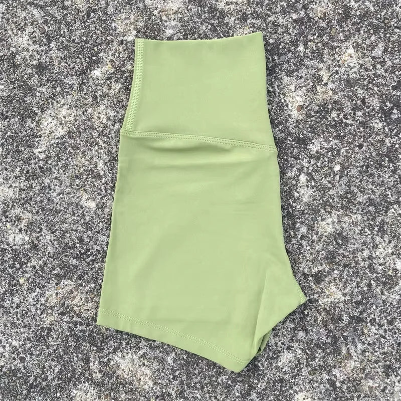 Sexy Solid Color High Waist Athletic Yoga Short Leg Cycling Women Fitness Sport Short Comprehensive Training Jogging Squat Proof