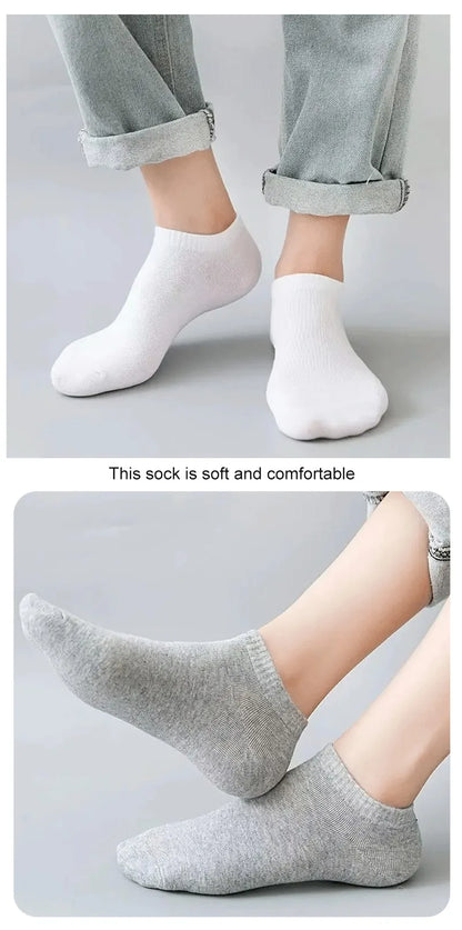 10/12/20/40 Pairs Men Boat Socks Business Sport Sweat Absorption Mature Summer Autumn Solid Color Soft Non Pilling Ankle Socks