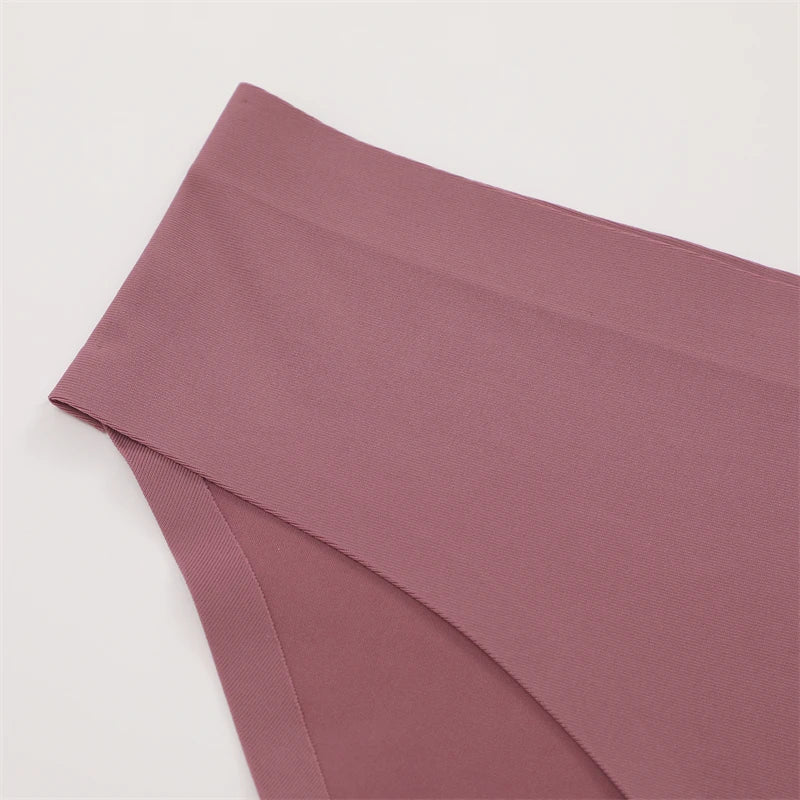 FINETOO 5PCS Seamless Panties for Women Sexy Ice Silk Underwear Soild Briefs Low Waist Comfortable Invisible Lingerie Intimates