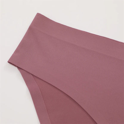 FINETOO 5PCS Seamless Panties for Women Sexy Ice Silk Underwear Soild Briefs Low Waist Comfortable Invisible Lingerie Intimates