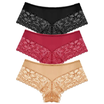 WarmSteps 3Pcs/Set Sexy Lace Panties Women Underwear Flroal Rmantic Women's Pantys Female Lingerie G Strings Thongs Briefs Tanga