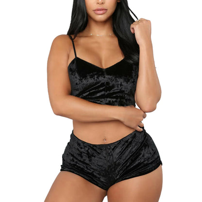 Women Sexy Nightwear Lingerie Sleepwear Underwear Crop Tops Shorts Pajamas Set