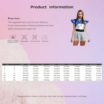 Adult Silver Astronaut Costume Women Alien Tutu Dress Suit Space Cadet Tulle Skirt Jumpsuit Halloween Cosplay Party Dress Up