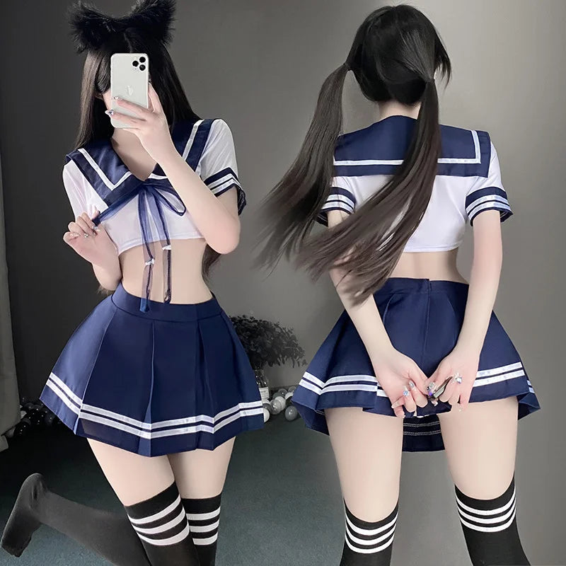 Hot Babydoll Schoolgirl Uniform Cosplay Costume Babydoll Lingerie Sex Role Play Exotic Lingerie Women Maid Outfit Dancewear