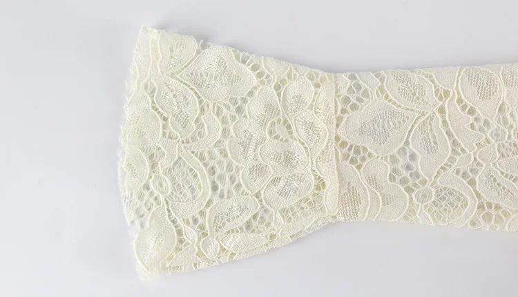 Ahagaga Sexy Lace Women's Mini Dresses Solid Sheer Hollow Out Turtleneck Long Flare Sleeves Sheath Bodycon Streetwear Vestidos