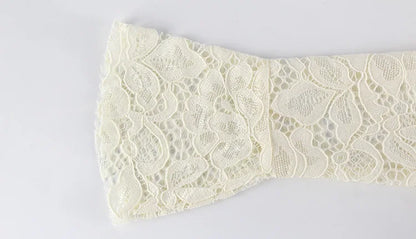 Ahagaga Sexy Lace Women's Mini Dresses Solid Sheer Hollow Out Turtleneck Long Flare Sleeves Sheath Bodycon Streetwear Vestidos