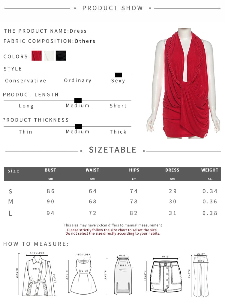 Weird Puss Halter Ruched Dress Women Sexy Whip Knot Backless Patchwork Elegant Stretch Christmas Peach Hip Birthday Mini Bodycon