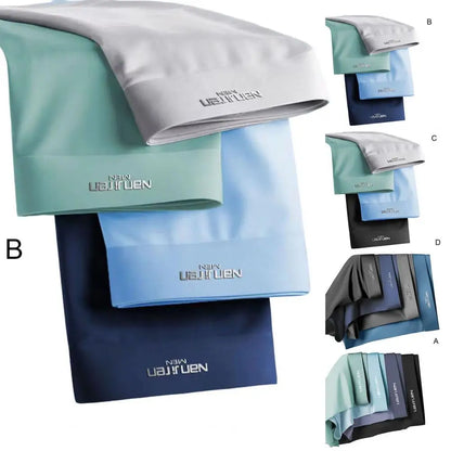 4pcs Boxer Shorts Men's Ice Silk Underwear Cool Underpants Breathable Sexy Thin Panties U Convex Lingerie Wholesale Lots L-6XL