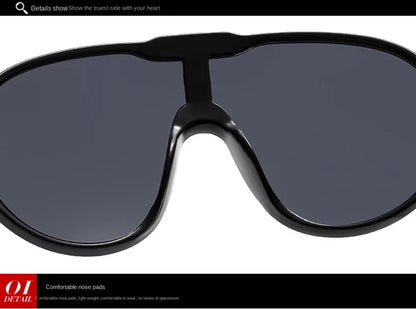 Trend Oversized Pilot Sunglasses Women Luxury Brand Designer Big Frame Cycling Sun Glasses Men Punk One Piece Len Black Yellow