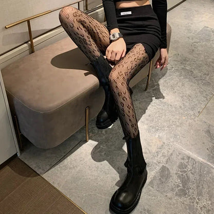 Vintage Women Sexy Thin Transparent Silky Pantyhose Gothic Black Sexy Leopard Animal Pattern Sheer Tights Seamless Stockings
