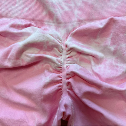 Women Tiedye Scrunch Seamless Leggings High Waist Yoga Training Leggins Workout Sports Gym Runing Joggers