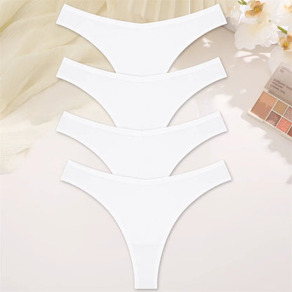 Women Cotton Thongs Female Sexy Low Waist Panties G-String Underwear Thongs Striped Panties Female Underwear T-Back Intimat 4PCS