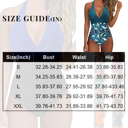 Tummy Control Swimsuit Summer Sexy Cross Front Striped One Piece Beach Halter Neck Ruched Backless Color Block Bathing Suit