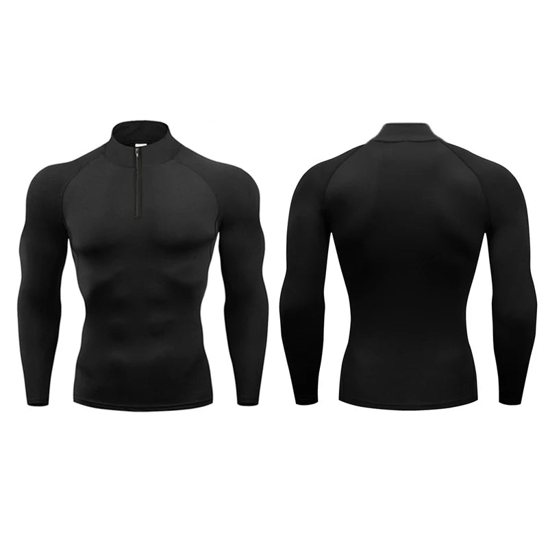 Compression Long Sleeve Polo Shirts Mens Running T-shirts Trainning & Exercise Gym Sportswear Quick Dry Fitness Sports Tshirt