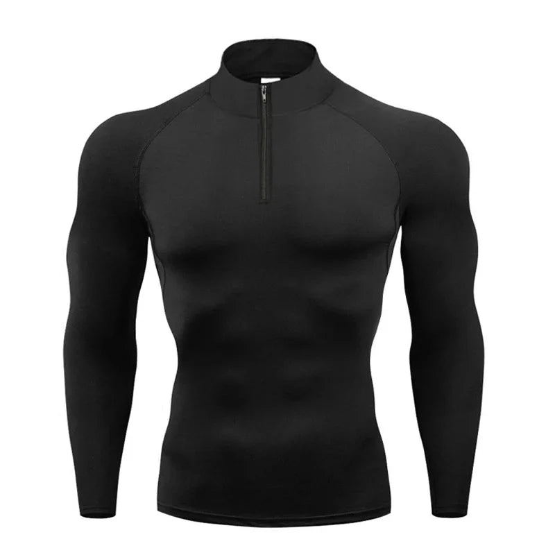 Compression Long Sleeve Polo Shirts Mens Running T-shirts Trainning & Exercise Gym Sportswear Quick Dry Fitness Sports Tshirt