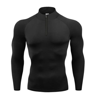 Compression Long Sleeve Polo Shirts Mens Running T-shirts Trainning & Exercise Gym Sportswear Quick Dry Fitness Sports Tshirt