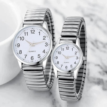 Fashion Couple Watches Simple Arabic Dial Men Quartz Watch Elastic Band Women Wristwatches
