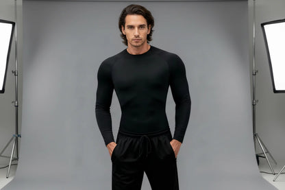 Men Bodybuilding Sports T-Shirt Quick Dry Running Shirt Long Sleeve Compression Top Gym T Shirt Men Fitness Tight Rashgad
