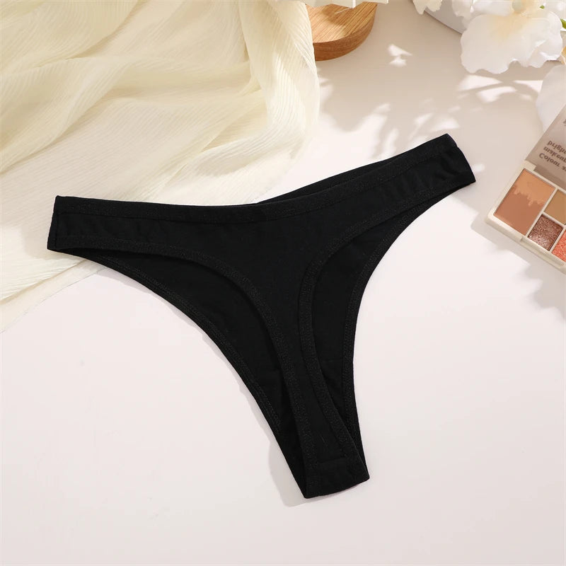 Women Cotton Thongs Female Sexy Low Waist Panties G-String Underwear Thongs Striped Panties Female Underwear T-Back Intimat 4PCS
