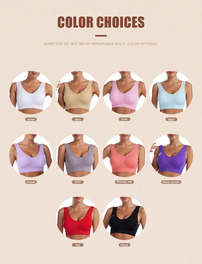 S-7XL Plus Size Thin Non-underwire Bra Zero Bondage Women's UnderwearSports Yoga Wireless Vest Seamless adjustable Brassiere