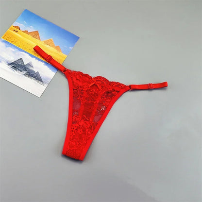 3PCS Adjustable Sexy Transparent Thong Panties Women Lace Underwear Low Waist Female T-back String Underpants