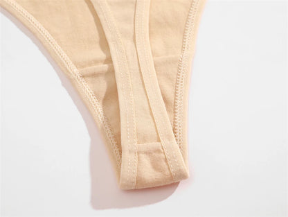 Women Cotton Thongs Female Sexy Low Waist Panties G-String Underwear Thongs Striped Panties Female Underwear T-Back Intimat 4PCS