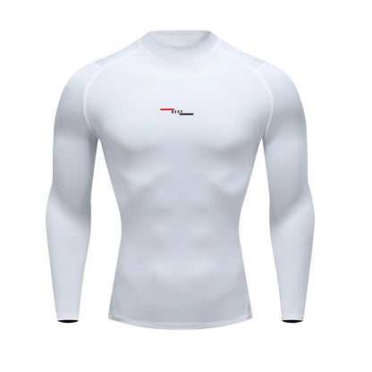 Autumn New Sports Shirt Men High Neck Compression Shirt Long Sleeved Training Top High Stretch Undershirt