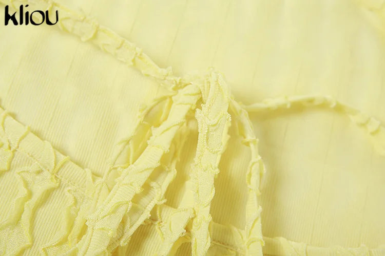 Kliou Solid Ruched Spaghetti Strap Bandage Maxi Dress Women Casual Sleeveless Backless Bodycon Ladies Party Streetwear Dresses