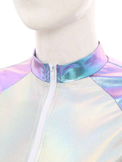 Adult Silver Astronaut Costume Women Alien Tutu Dress Suit Space Cadet Tulle Skirt Jumpsuit Halloween Cosplay Party Dress Up