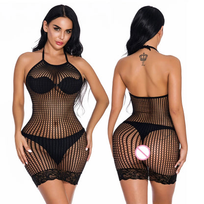 Lingerie Babydoll Mini Dress Lady Lenceria Chemises Sexy Bodysuit Mesh Body Stocking Temptation Intimate Beach Nightwear Dress