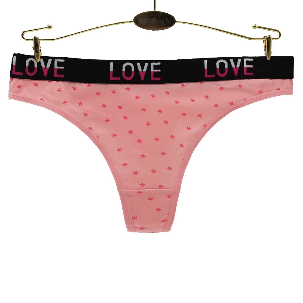 Sexy Women's Thong Cotton G Strings Panties for Ladies Dot Star Printed Tanga Girls Underwear Intimate Underpants 5 pcs/lot