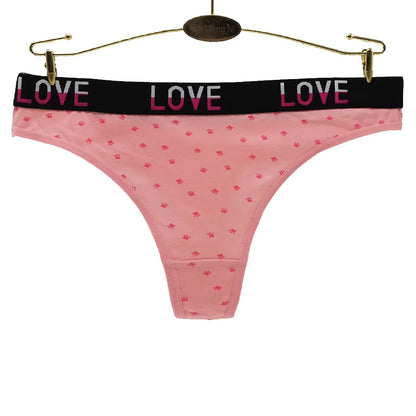 Sexy Women's Thong Cotton G Strings Panties for Ladies Dot Star Printed Tanga Girls Underwear Intimate Underpants 5 pcs/lot