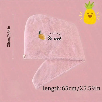 1Pc Embroidery Style Hair Drying Cap, Coral Fleece Thickened Hair Towel for Bathroom, Women's Absorbent Quick Drying Shower Cap,
