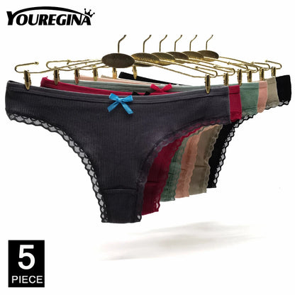 Women Panties Cotton Sexy Strings Tangas Mujer Female Underwear Big Size M XXL Thongs Breathable Lingerie G-string 5 pcs/lot
