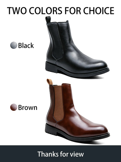 Classic Designer Men Chelsea Boots Slip On Pointed Toe Luxury Middle Ankle Short Leather Boots Men Fashion Business Dress Shoes