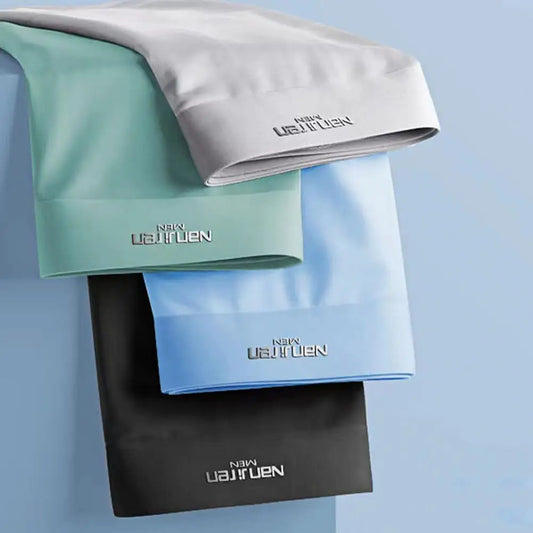 4pcs Boxer Shorts Men's Ice Silk Underwear Cool Underpants Breathable Sexy Thin Panties U Convex Lingerie Wholesale Lots L-6XL