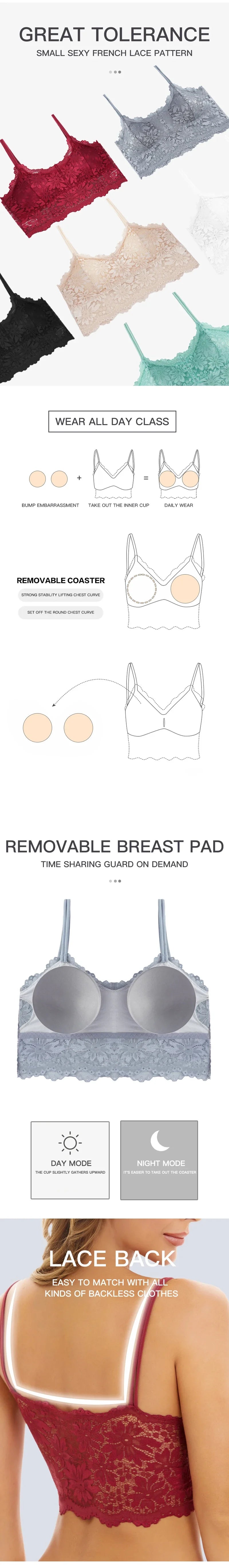 New Women Lace Bras Top Comfortable Bralette Solid Color Sexy Underwear Vest Female Hollow Out Wireless Lingerie Seamless Bra