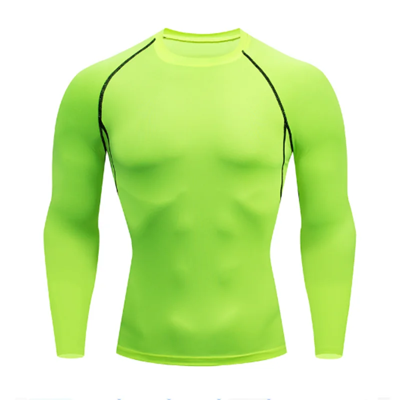 Men Bodybuilding Sports T-Shirt Quick Dry Running Shirt Long Sleeve Compression Top Gym T Shirt Men Fitness Tight Rashgad
