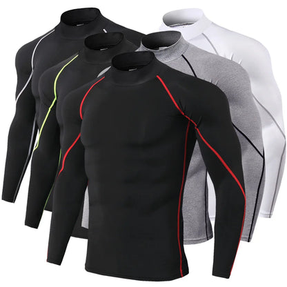 Running T-Shirt Mens Long Sleeve Compression Shirt Gym Sports Top Training Quick Dry Breathable Bodybuilding Fitness Clothing