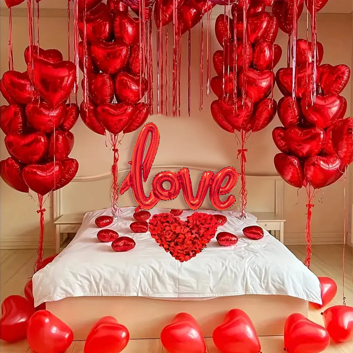 407pcs red "love" letter balloon set, 18-inch heart-shaped balloon rose petals Valentine's Day party, anniversary decoration