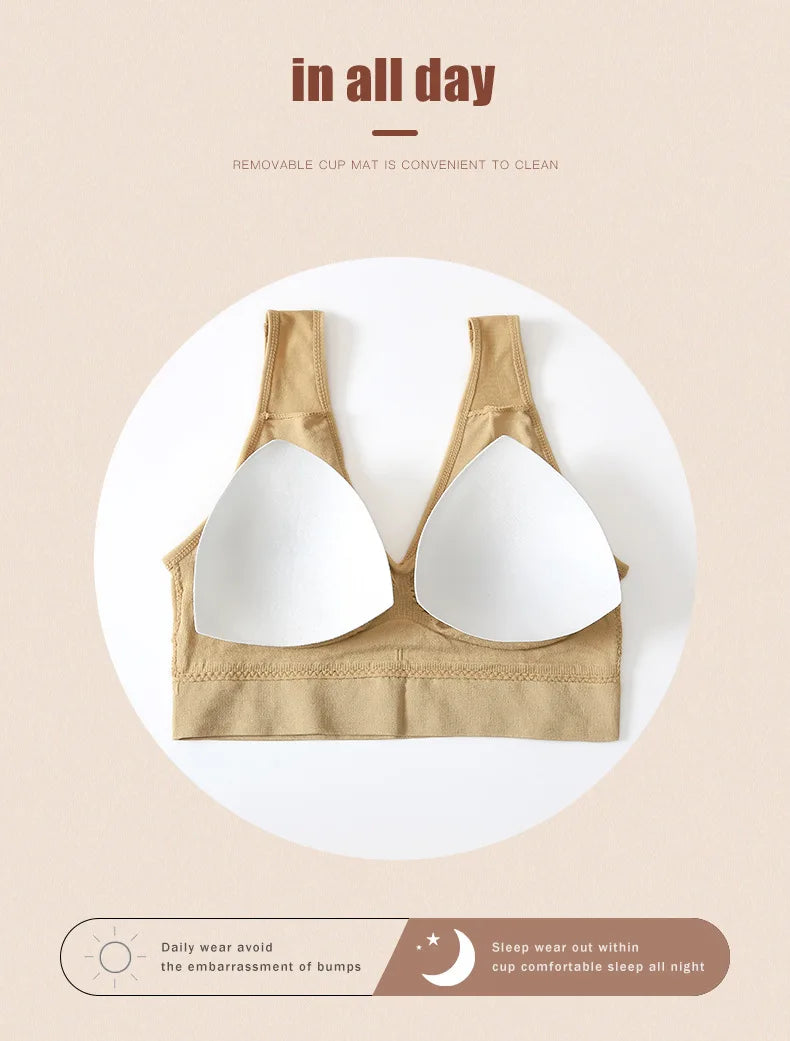 S-7XL Plus Size Thin Non-underwire Bra Zero Bondage Women's UnderwearSports Yoga Wireless Vest Seamless adjustable Brassiere