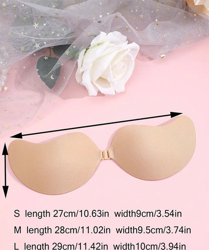 FINETOO 1Pair Women Invisible Underwear nubra Breast Patch Tow-Color Hypoallergenic Mango Cup bra Silicone Non-Falling Off Thin