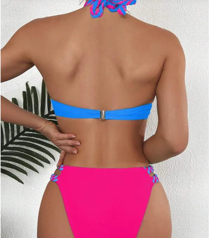 Women's Bikini Solid Color Beach Holiday Swimsuit with Steel Tracer