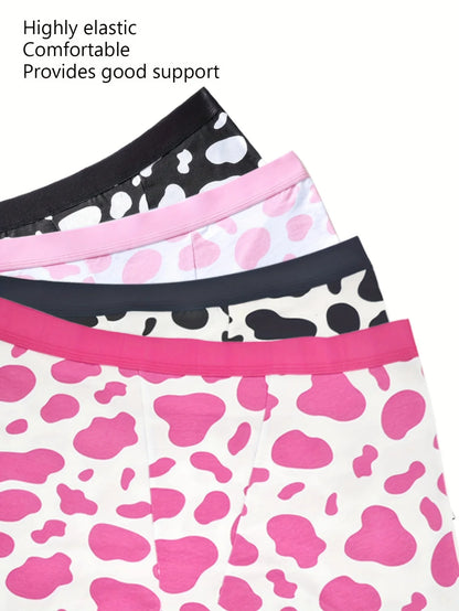 Random color: 3 stripes of cow print, widened waist, seamless, breathable, briefs, women's underwear, sporty women's thin style