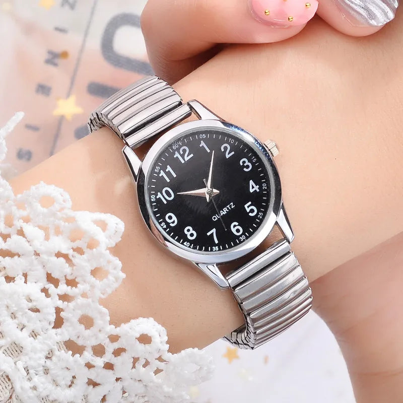 Fashion Couple Watches Simple Arabic Dial Men Quartz Watch Elastic Band Women Wristwatches